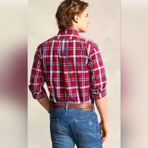SOLD! $125 Polo Ralph Lauren Classic Fit Plaid Oxford Shirt  - Med - Red & Navy!